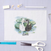 Papier Mousseline Cygnes noirs et blancs Nénuphars Baby Shower (Artisanat)