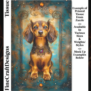 Papier Mousseline Dachshund Chien Saucisse Cadre Baroque DY3A Découp