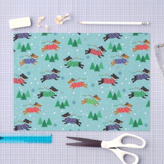 Papier Mousseline Dachshund Doxie Chien Noël (Artisanat)