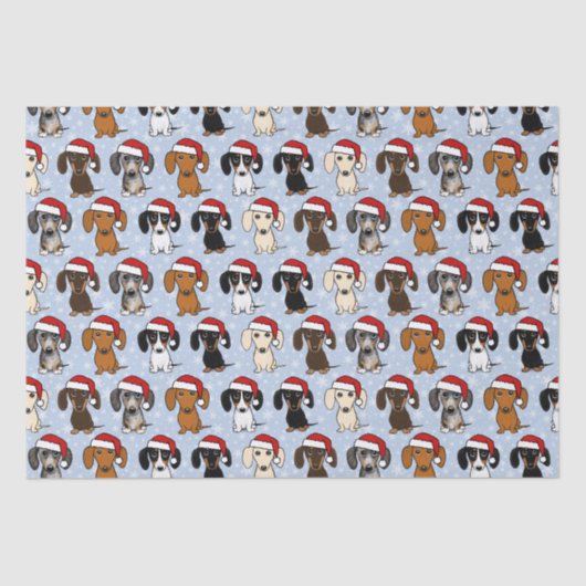 Papier Mousseline Dachshund Noël mignon Wiener Chien Père Noël Holid (Recto)