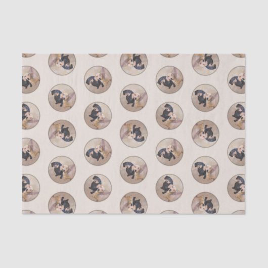 Papier Mousseline Dachshund Peinture Smooth Black & Tan Red Dog Art (Recto)