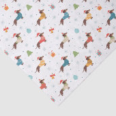 Papier Mousseline Dachshunds dans le Motif des pulls de Noël (Détail)