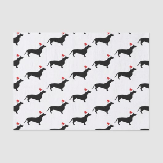 Papier Mousseline Dachshunds de Noël et chapeaux de Noël (Recto)