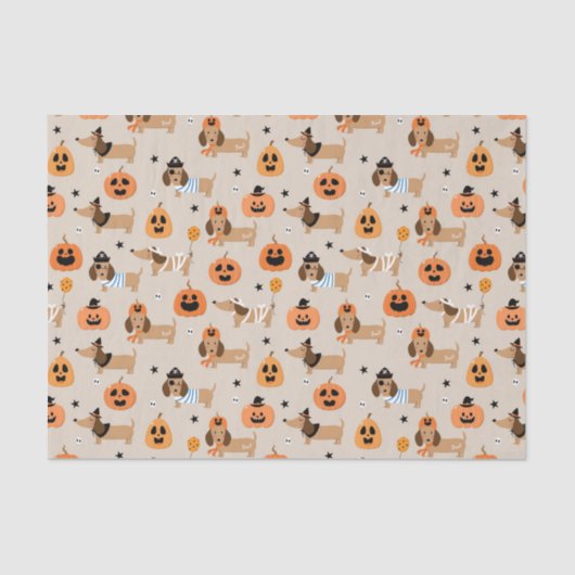 Papier Mousseline Dachshunds en Halloween Costumes Motif (Recto)