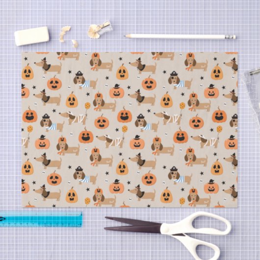Papier Mousseline Dachshunds en Halloween Costumes Motif (Artisanat)