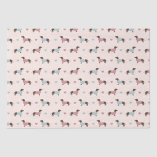 Papier Mousseline Dachshunds et Coeurs