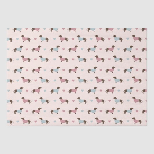 Papier Mousseline Dachshunds et Coeurs (Recto)