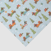 Papier Mousseline Dachshunds festifs dans le Motif de neige (Détail)