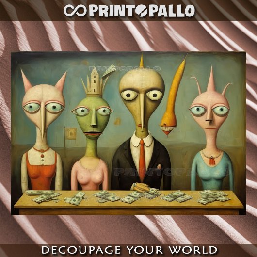 Papier Mousseline Dadaist, surrealist. Only money in the end.