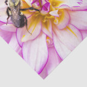 Papier Mousseline Dahlia Blanche Et Rose Avec Bumble Bee (Détail)