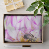 Papier Mousseline Dahlia Blanche Et Rose Avec Bumble Bee (Cadeau)