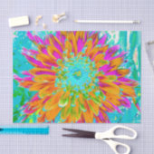 Papier Mousseline Dahlia décorative tropicale orange et rose chaud (Artisanat)