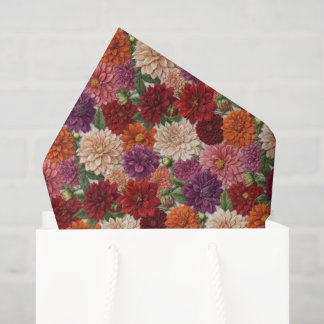 Papier Mousseline Dahlia Floral Broderie Couleurs d'Automne