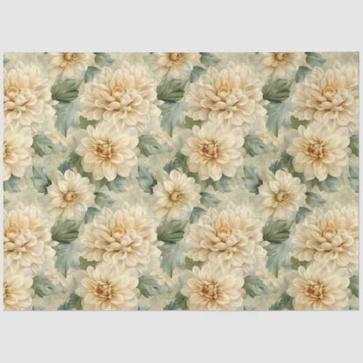 Papier Mousseline Dahlia Flower Motif avec Découpage verte (Recto)
