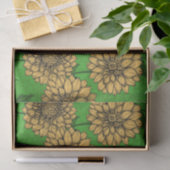 Papier Mousseline Dahlias en jaune et vert (Cadeau)