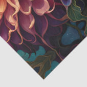 Papier Mousseline Dahlias Et Papillon Vert Bleu Iridescente (Détail)