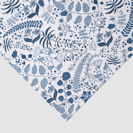 Papier Mousseline Dainty Blue Flowers style Boho (Détail)