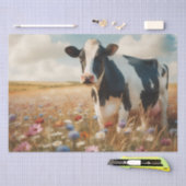 Papier Mousseline Dairy Cow and Fleur sauvage Field Decoupage (Artisanat)