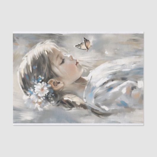 Papier Mousseline Daisy Butterfly Girl Découpage (Recto)