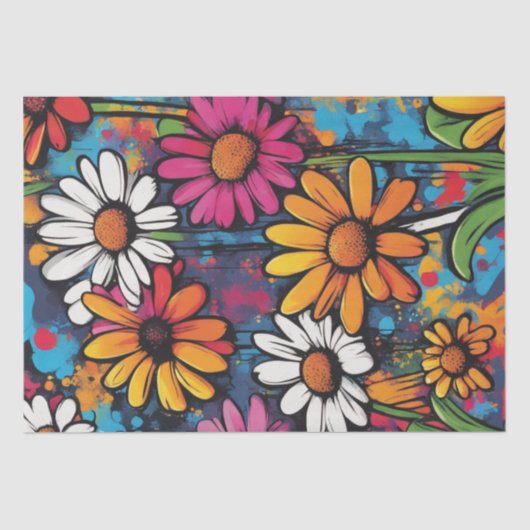 Papier Mousseline Daisy Delight Pop Art Blossoms papier découpage (Recto)