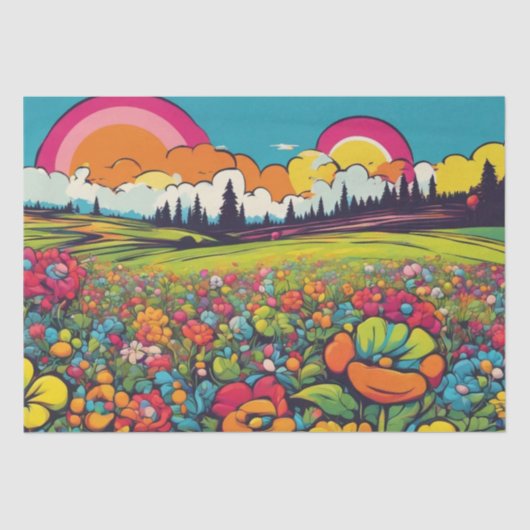 Papier Mousseline Daisy Delight Pop Art Blossoms papier découpage (Recto)