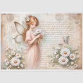 Papier Mousseline Daisy Fairy & Butfly Script Ephemera Decoupage (Recto)
