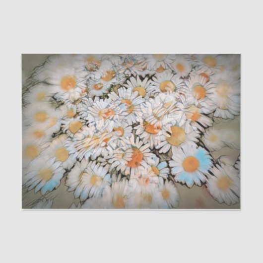 Papier Mousseline Daisy Print White Flower Art Découpage (Recto)