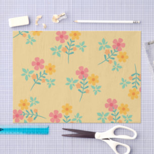Papier Mousseline Daisy Retro Bouquet Motif en Jaune