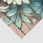 Papier Mousseline Daisy Rose Blanc Bleu Bleu Bleu Flore Découpage (Détail)