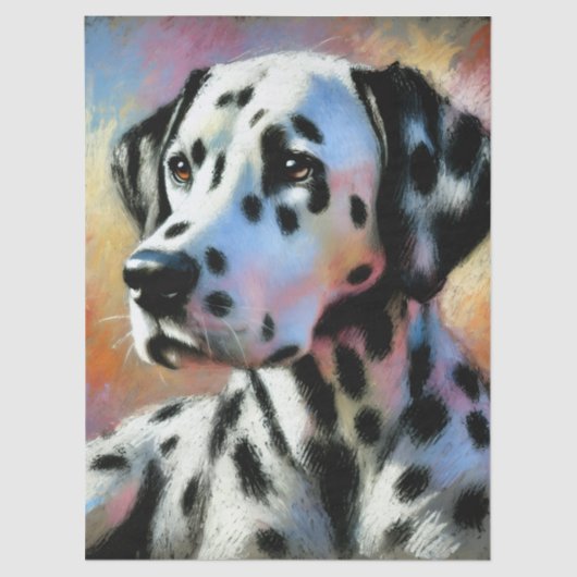 Papier Mousseline Dalmatie Chalk Pastel Chien noir blanc Découpage (Recto)