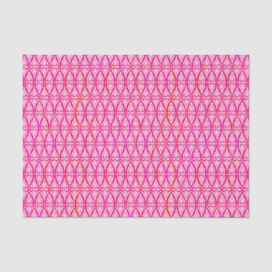 Papier Mousseline damas arabesque - fraise rose (Recto)