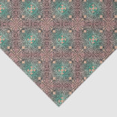 Papier Mousseline Damas de Bohême en Mer Saumon Rose Découpage vert (Détail)