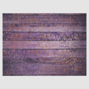 Papier Mousseline Damas d'or sur la découpage en bois violet