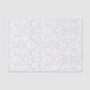 Papier Mousseline Damas floral blanc