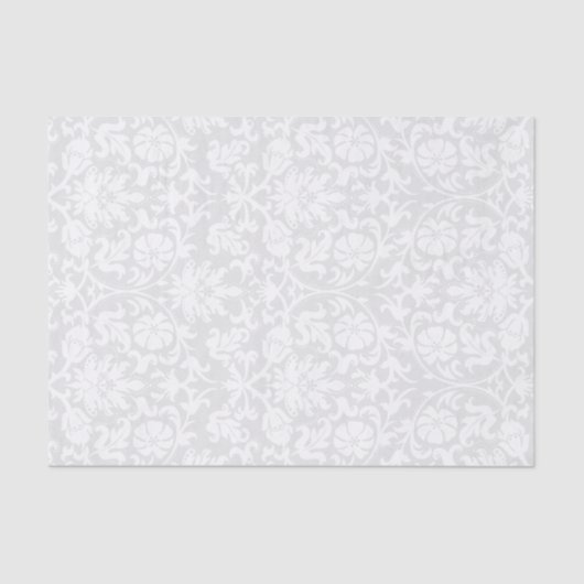 Papier Mousseline Damas floral blanc (Recto)