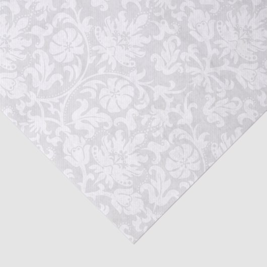 Papier Mousseline Damas floral blanc (Détail)