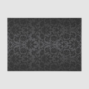 Papier Mousseline Damas floral noir