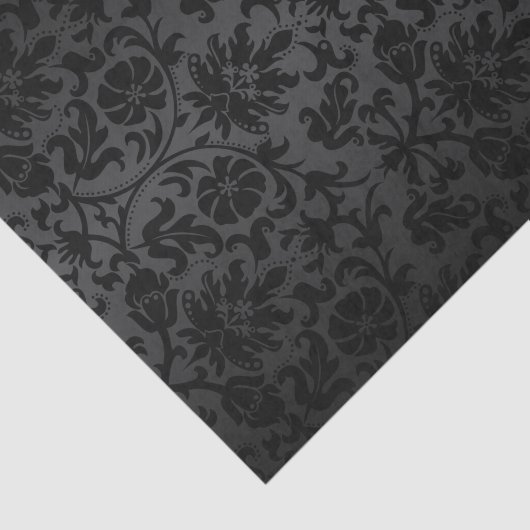 Papier Mousseline Damas floral noir (Détail)