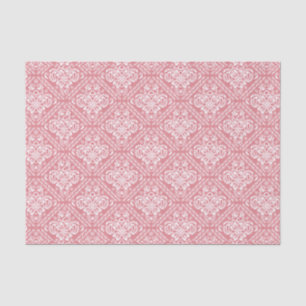 Papier Mousseline Damas florales blanches et Arrière - plan rose