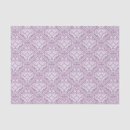 Papier Mousseline Damas florales blanches & Plum violet Arrière - pl (Recto)