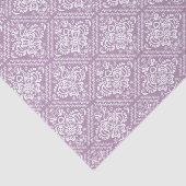 Papier Mousseline Damas florales blanches & Plum violet Arrière - pl (Détail)