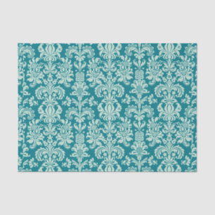 Papier Mousseline Damas florales et Arrière - plan turquoise
