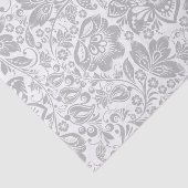 Papier Mousseline Damas Florales Gris Et Blanc (Détail)