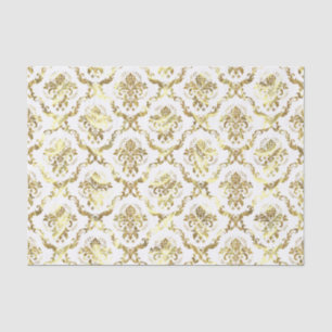 Papier Mousseline Damas florales or et Arrière - plan blanc personna