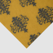 Papier Mousseline Damas noir sur motif jaune moutarde (Détail)