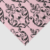 Papier Mousseline Damas rose et noir avec araignées (Détail)