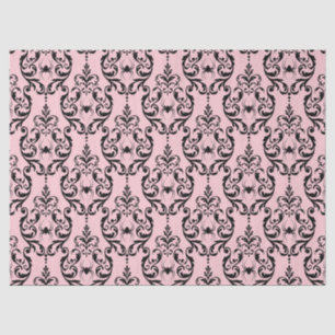 Papier Mousseline Damas rose et noir avec araignées