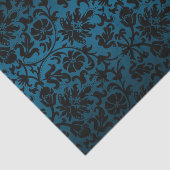 Papier Mousseline Damas Turquoise noir et bleu (Détail)