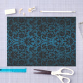 Papier Mousseline Damas Turquoise noir et bleu (Artisanat)