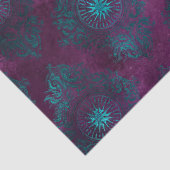 Papier Mousseline Damas turquoise sur le dénouement violet (Détail)